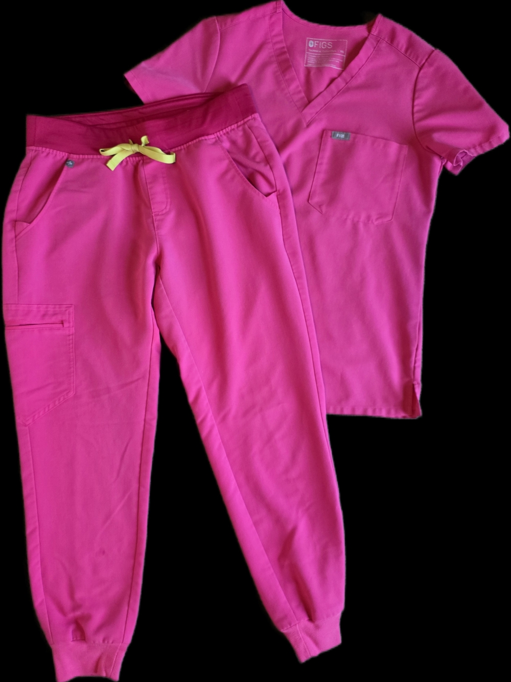 FIGS Women’s Hot Pink Scrub Set - Jogger Pants & V-Neck Top